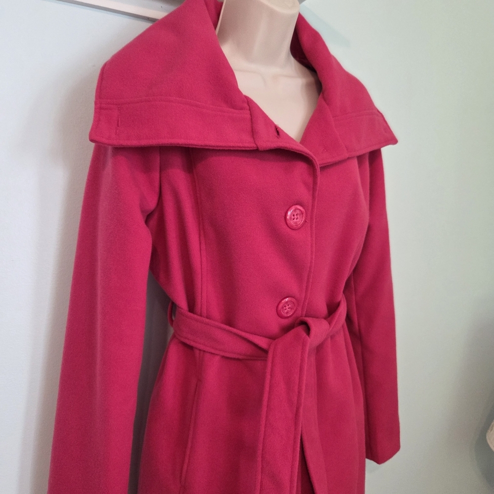 Me Jane Raspberry Funnel Neck Coat - Picture 3 of 13